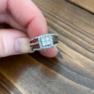 Engagement ring and two bands